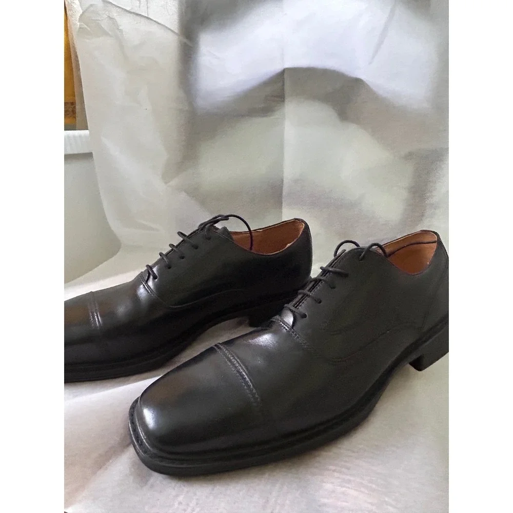 DRESSPORTS Engineered by Rockport Black Leather Square Toe Dress Shoes‎
